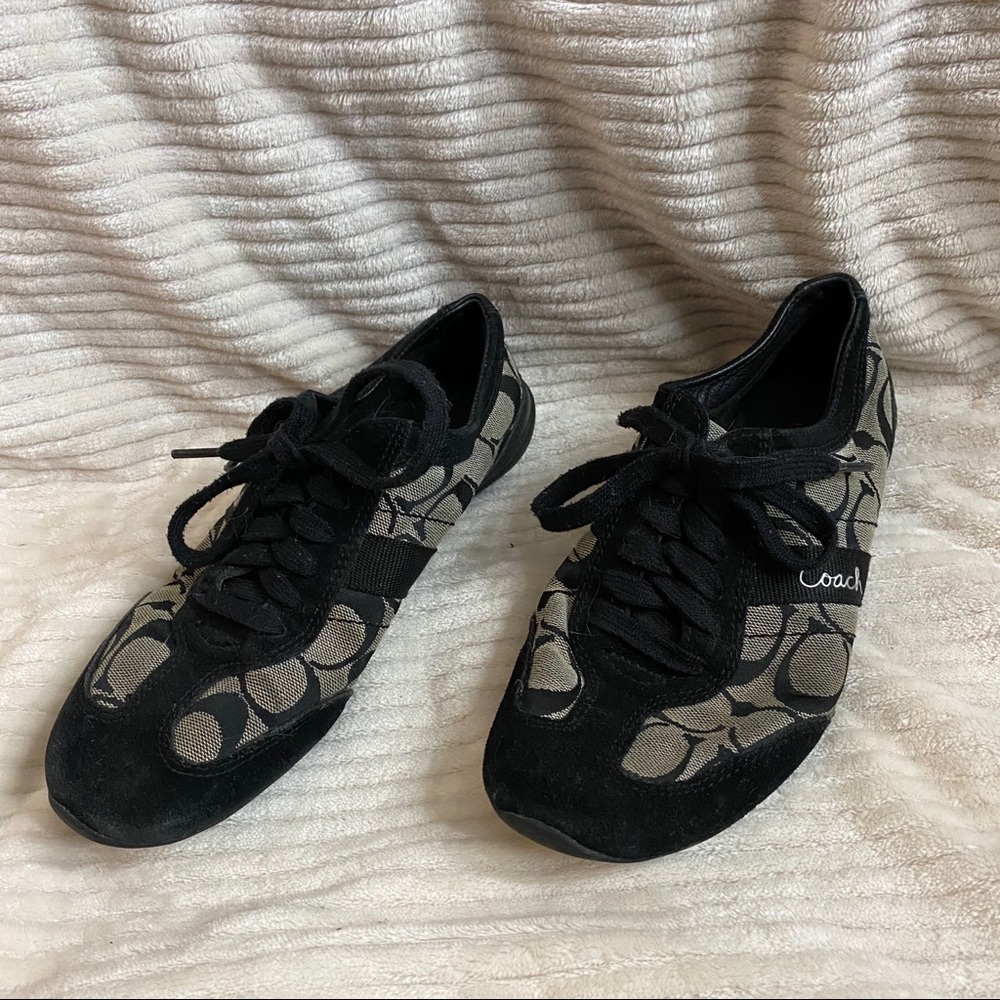 Coach Baylee Black Gray C Monogram Logo Sneakers